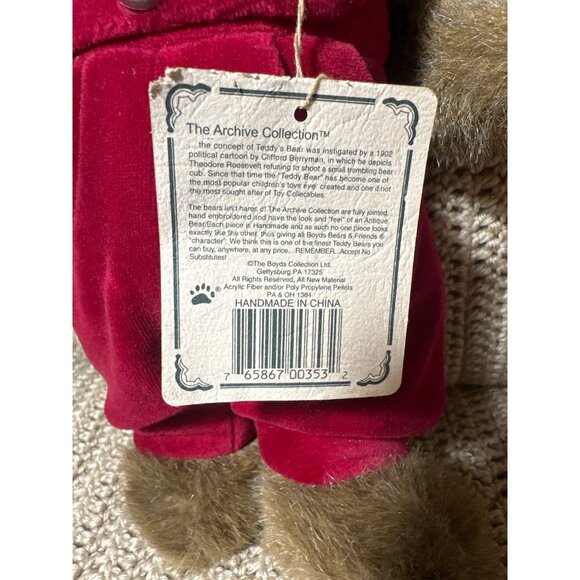 Boyds Bears & Friends Gwen Marie Bear 12" Collectible Red Velvet Snowflakes Bow - Picture 7 of 8